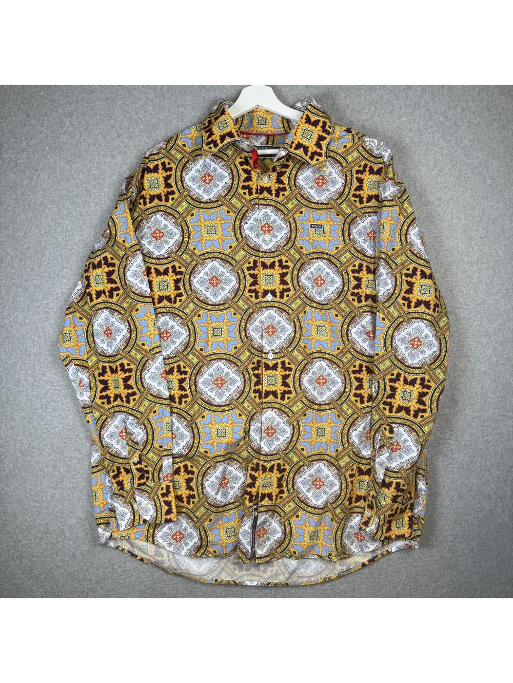 ENYCE Clothing Co Mens 3XL Unique LS Shirt Boho Retro Flashy Geometric Button